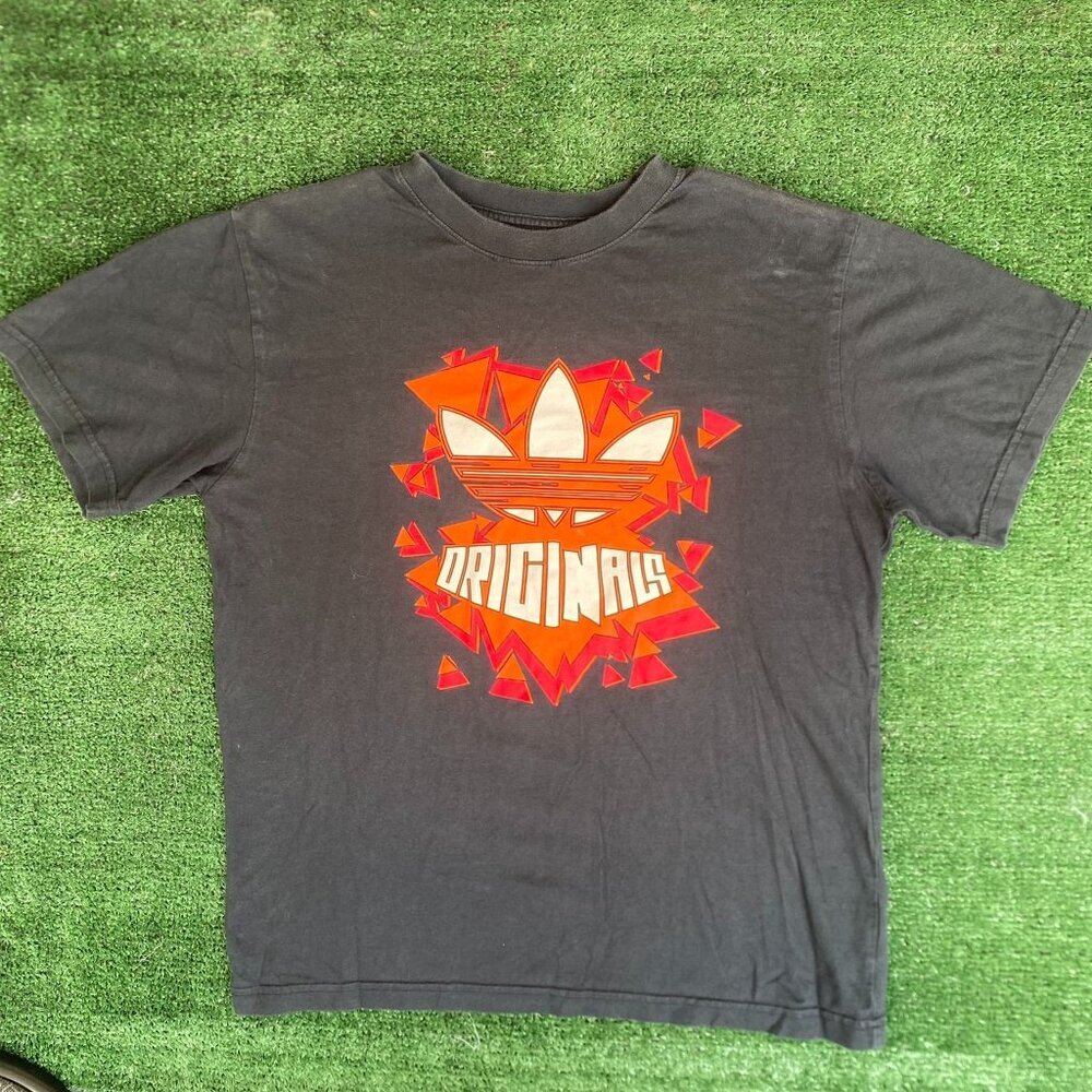 Vintage Y2K Adidas Originals Shirt Trefoil Logo Black Tee